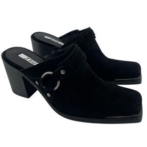 Zigi Bretti Women’s Black Suede Block Heel Mules Size 9 – Western Boho Slip-On